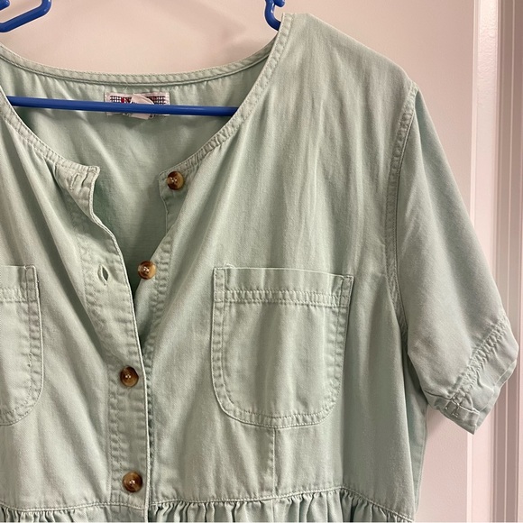 Vintage Dresses & Skirts - Vintage Mint Green Denim Dress